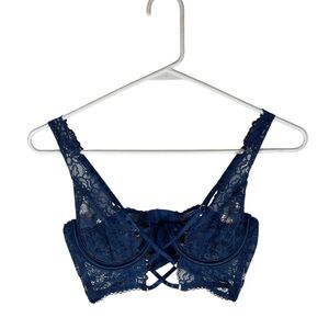Frederick's of Hollywood Navy Lace Bra